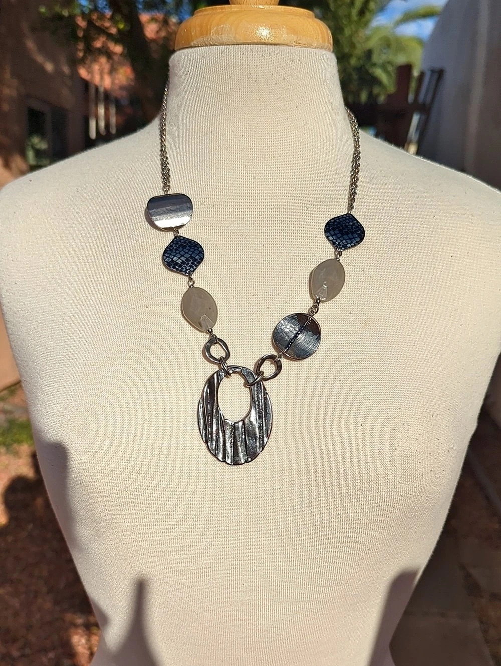 Chicos Silver Statement Pendant Necklace